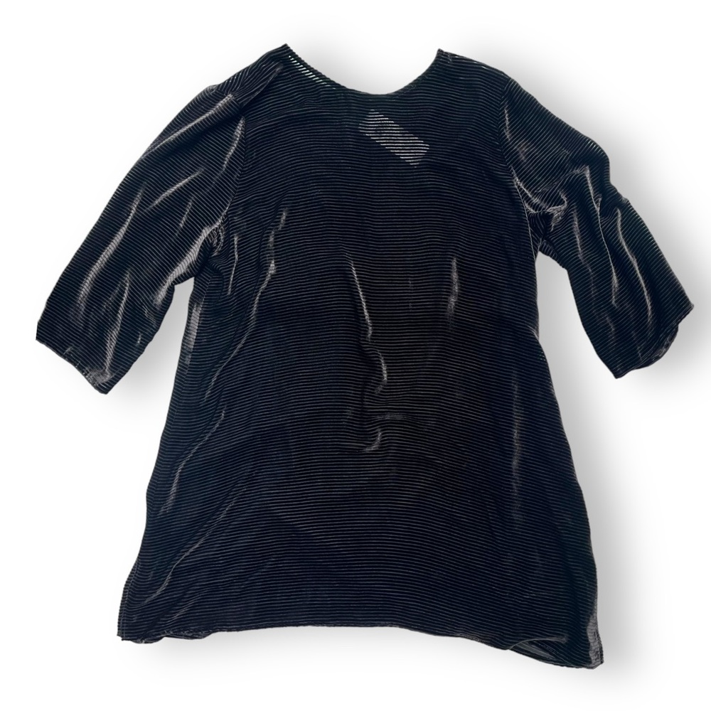 Eileen Fisher Velvet Burnout Lines Black Shift Dress NWT